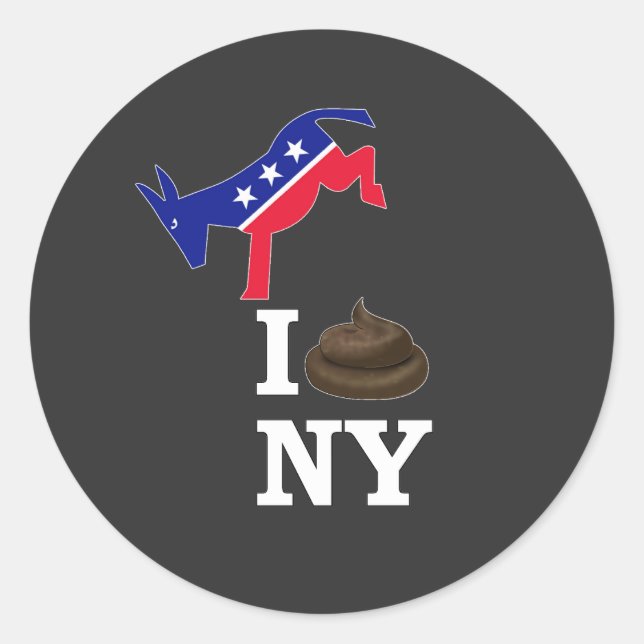 i hate new york classic round sticker (Front)