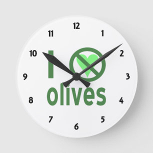 I Hate Olives No Love Green Round Clock
