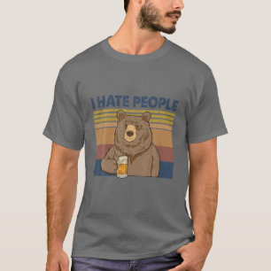 I Hate People Bear Drinking T-Shirt