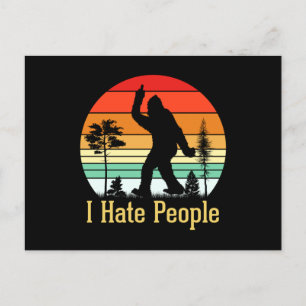 I Hate People Bigfoot Retro Postcard