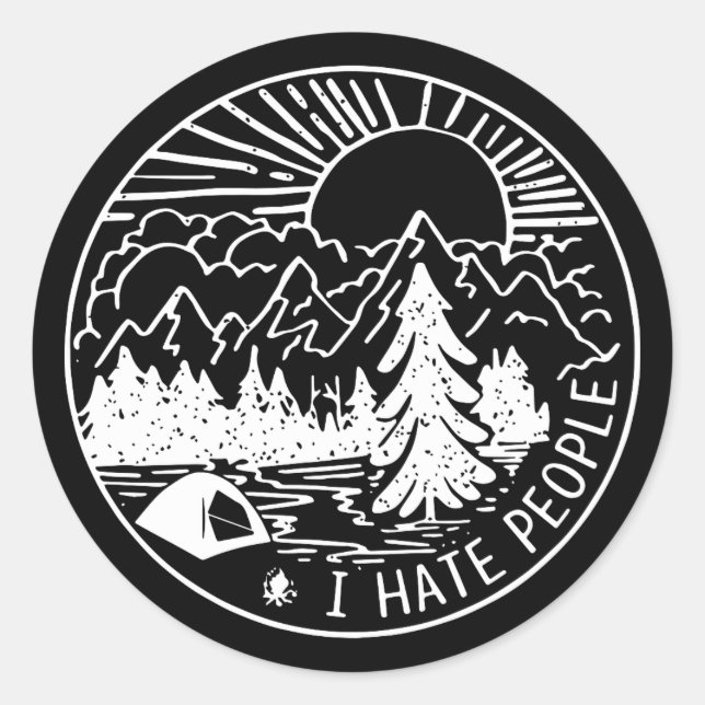 I hate people camp t-shirts classic round sticker (Front)