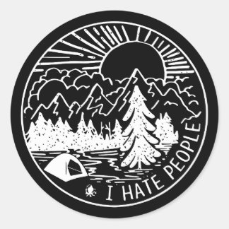 I hate people camp t-shirts classic round sticker