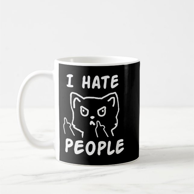 I hate people cat funny coffee mug (Left)
