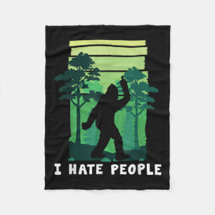 I Hate People - Funny Bigfoot Middle Finger Sasqua Fleece Blanket