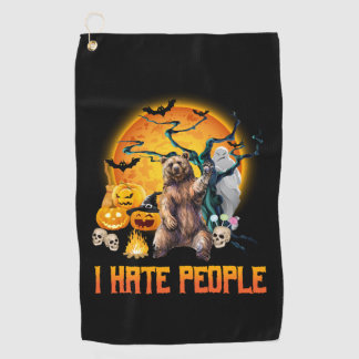 I hate people halloween nightmare t shirt golf towel
