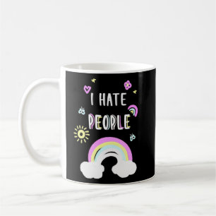I Hate People Rainbow Sun Cute Joke Sarcastic Anti Coffee Mug