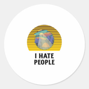 I hate people Retro vintage sunset Classic Round Sticker