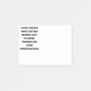 I Hate People Who Use Big Words Post-it Notes