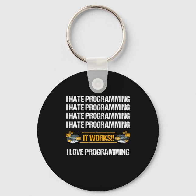 I Hate Programming Programmer Developer Coder Gift Key Ring (Front)