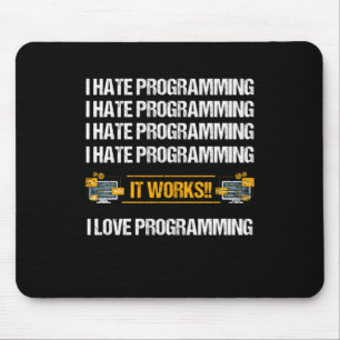 I Hate Programming Programmer Developer Coder Gift Mouse Mat