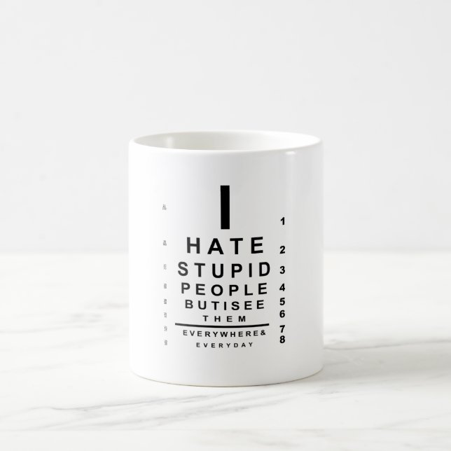 I hate stupid people eye chart coffee mug (Center)