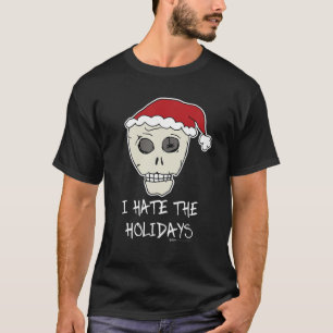 I Hate The Holidays Scull Anti Christmas Design T-Shirt