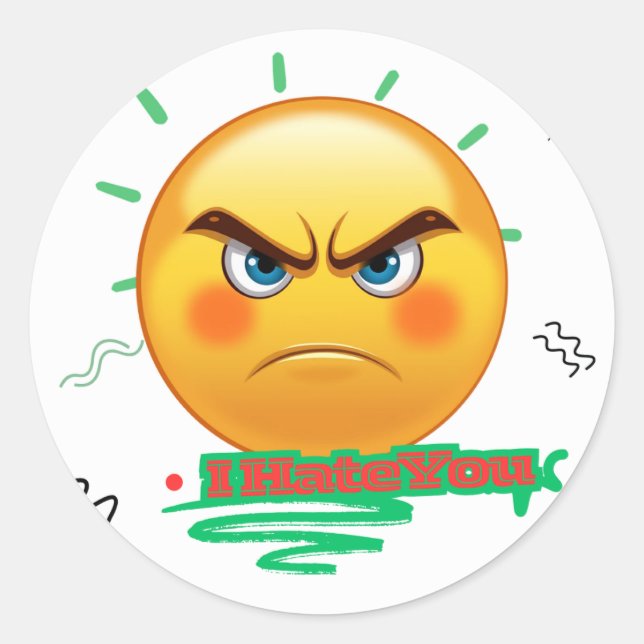 I Hate You Angry Emoji Sticker (Front)