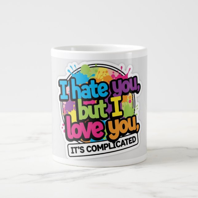 I Hate You But I Love You Sticker Large Coffee Mug (Front)