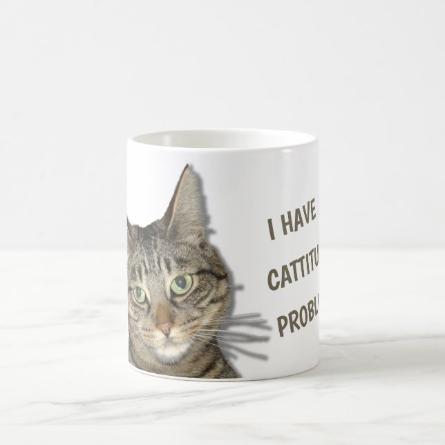 I have a cattitude problem! cute custom coffee mug (Center)