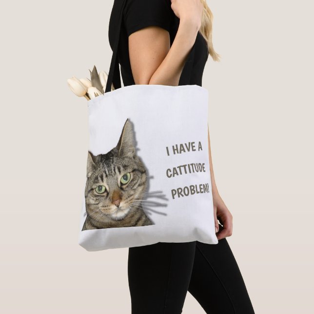 I have a cattitude problem! cute custom tote bag (Close Up)