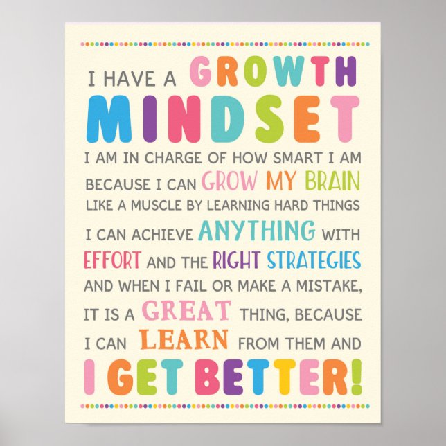 I Have A Growth Mindset Classroom Poster (Front)