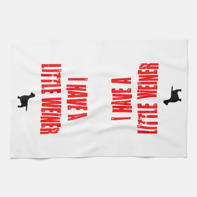 I Have a Little Weiner Joke Tea Towel (Horizontal)
