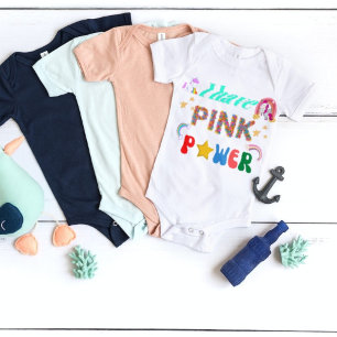 I Have A pink Power unicorn rainbow colourful  Bab Baby Bodysuit