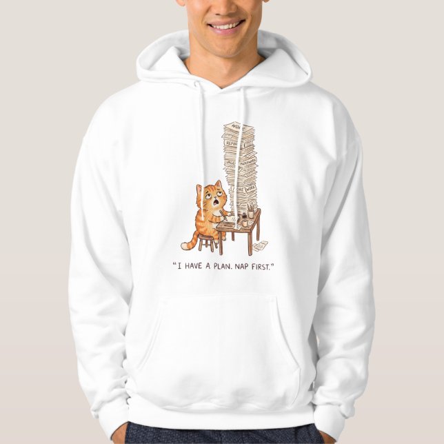 I Have a Plan Nap First Funny Overworked Orange Ca Hoodie (Front)