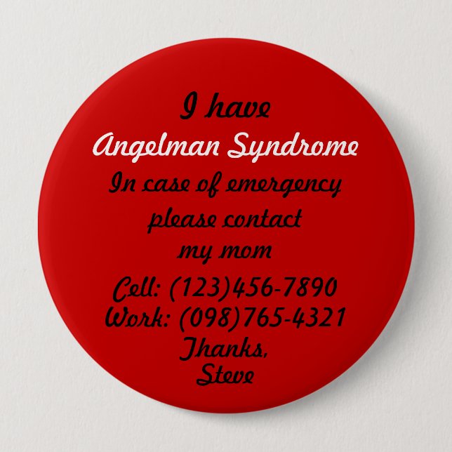 I Have Angelman Syndrome Button (Front)