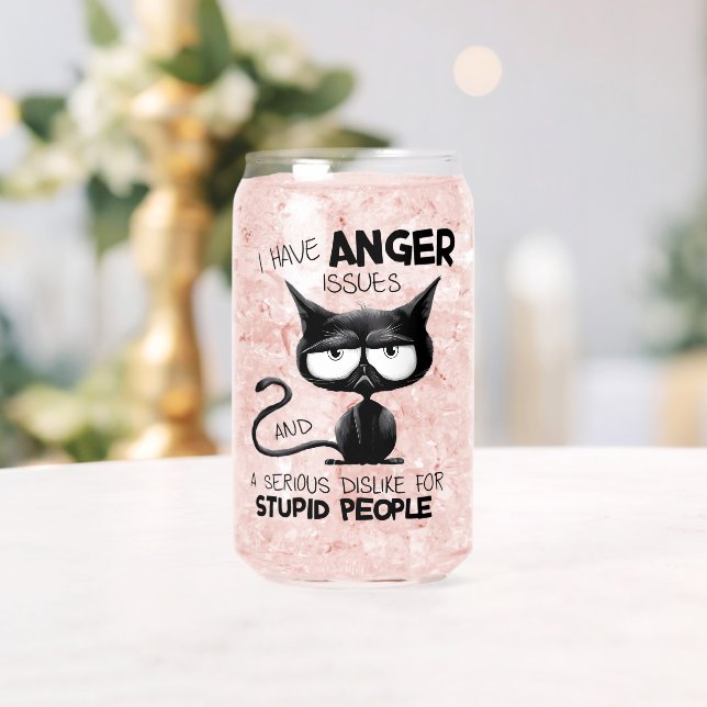 I Have Anger Issues Funny Cat Lover Gift  Can Glass (Insitu (Wedding))