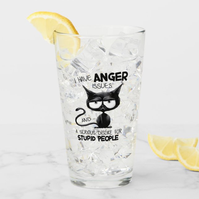 I Have Anger Issues Funny Cat Lover Gift  Glass (Front Ice)