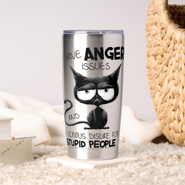 I Have Anger Issues Funny Cat Lover Gift  Insulated Tumbler (Living Room (Rotated))