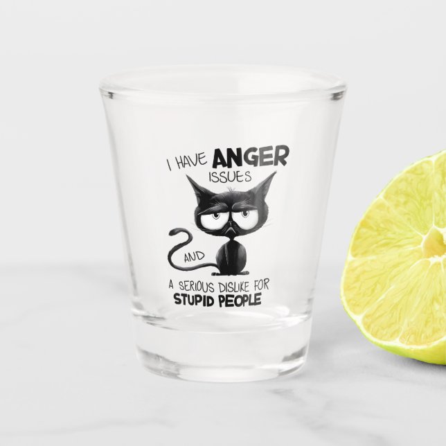 I Have Anger Issues Funny Cat Lover Gift  Shot Glass (Front)