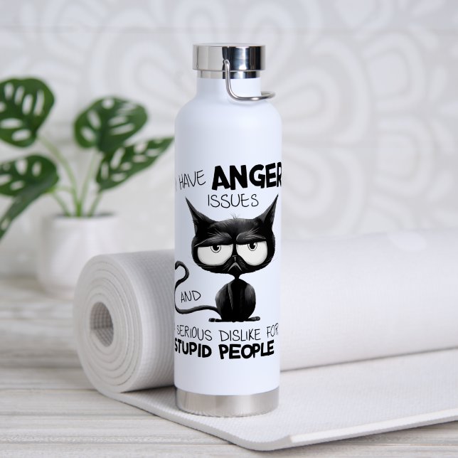 I Have Anger Issues Funny Cat Lover Gift  Water Bottle (Yoga (Rotated))