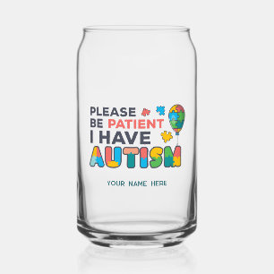 I Have Autism ID Personalised Name Can Glass