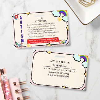 I Have Autism ID Personalized Autistic Name Badge