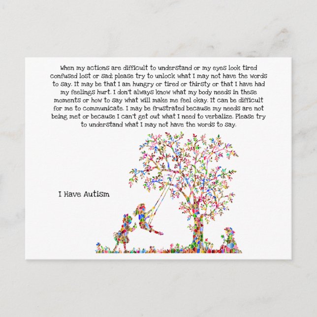 I Have Autism Postcard (Front)