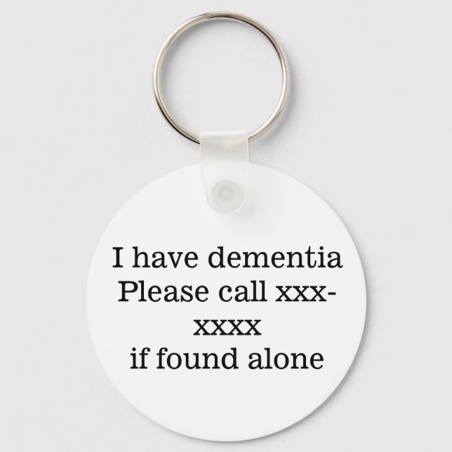 I have dementia, please call template emergency ID Key Ring (Front)