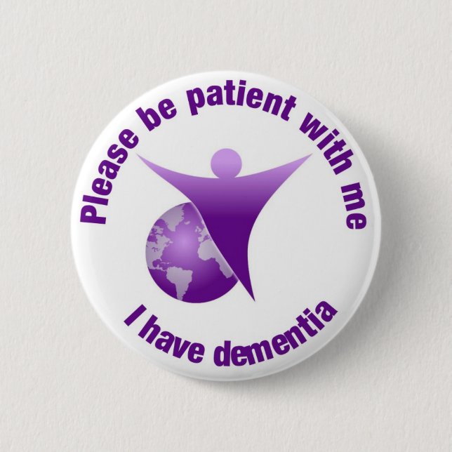 I have Dementia Purple Angel Support Button Badge (Front)