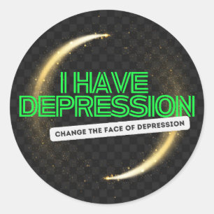 I have Depression in Neon Green with Shooting Star Classic Round Sticker