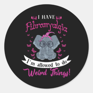 I Have Fibromyalgia Awareness Cute Elephant Flower Classic Round Sticker