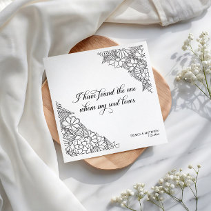 I Have Found theBlack and White Floral Napkin