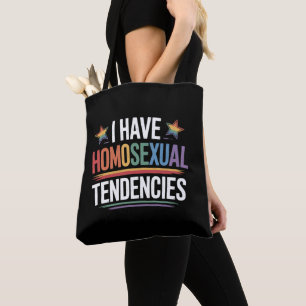 I Have Homosexual Tendencies LGBTQ Pride Rainbow Tote Bag