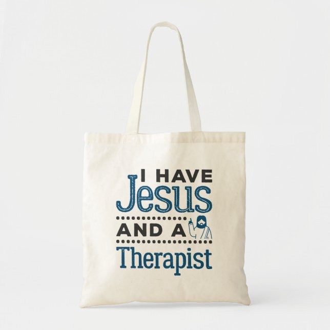I Have Jesus and A Therapist Christian Faith Tote Bag (Front)