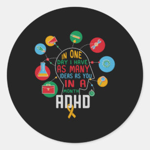 I Have Many Ideas Adhd Awareness Comfort Colours A Classic Round Sticker
