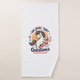 I Have More Than 4 Questions Vintage Unicorn Retro Bath Towel