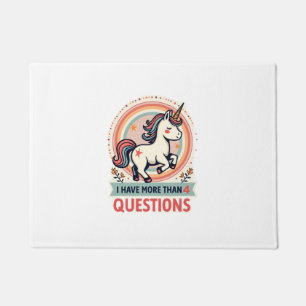 I Have More Than 4 Questions Vintage Unicorn Retro Doormat