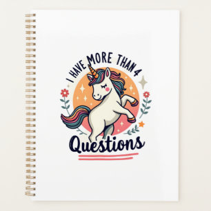 I Have More Than 4 Questions Vintage Unicorn Retro Planner