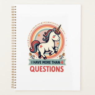 I Have More Than 4 Questions Vintage Unicorn Retro Planner