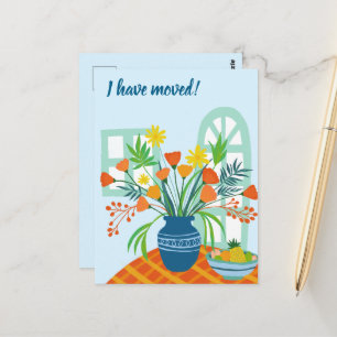I HAVE MOVED Floral Bouquet New Home Address Cute Postcard