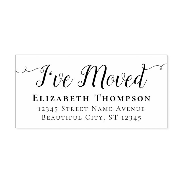 I Have Moved Moving Rustic Script New Address Self-inking Stamp (Design)
