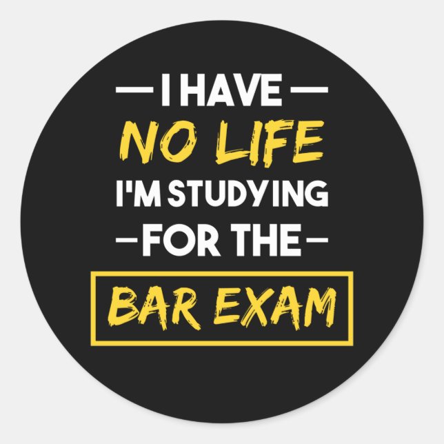 I Have No Life I'm Studying for the Bar Exam Classic Round Sticker (Front)