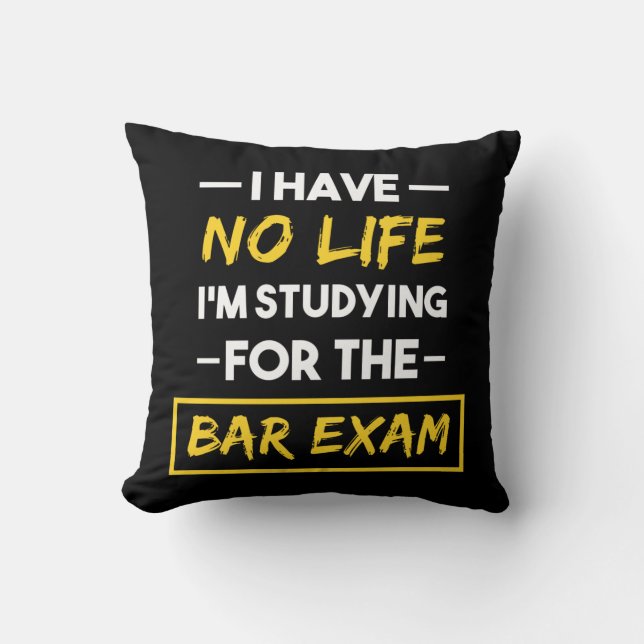 I Have No Life I'm Studying for the Bar Exam Cushion (Front)