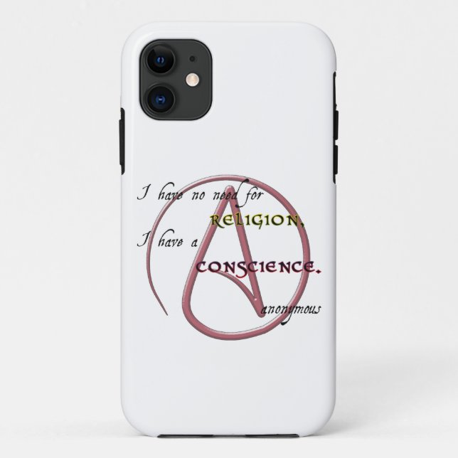 I Have No Need for Religion with Atheist Symbol Case-Mate iPhone Case (Back)